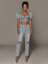 Mid Waist Ripped Flare Leg Jeans Sai Feel